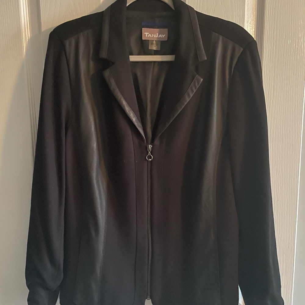5 for $15. TanJay Black Blazer with faux leather stripes